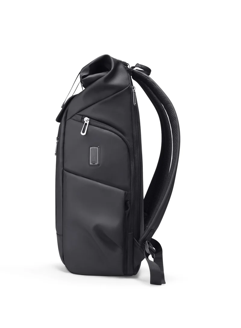 MARK RYDEN MARK RYDEN Laptop Backpack, 17.3 Inch Roll-Top Lightweight Leisure Backpack, Business Laptop Backpack for Men and Women, USB Charging Port, black