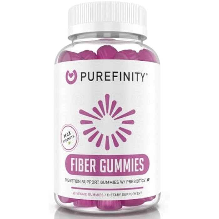 PUREFINITY Fiber Gummies for Adults with Inulin FOS from Chicory Root, Sugar Free Prebiotic Supplement for Daily Digestion & Constipation Support – Non-GMO, Vegan, 60 Count - Image 1