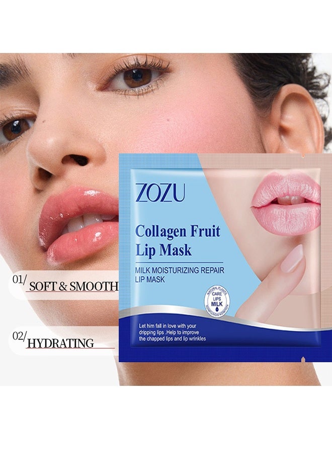 Zozu 15 Pcs Collagen Fruit Lip Mask, Milk Moisturizing Repair Lip Mask Hydrating Repairing Improve Chapped Lips and Lip Wrinkles Nourishing Smooth Fade Lip Lines Lip Mask Set for Women and Men All Skin Types - Image 3
