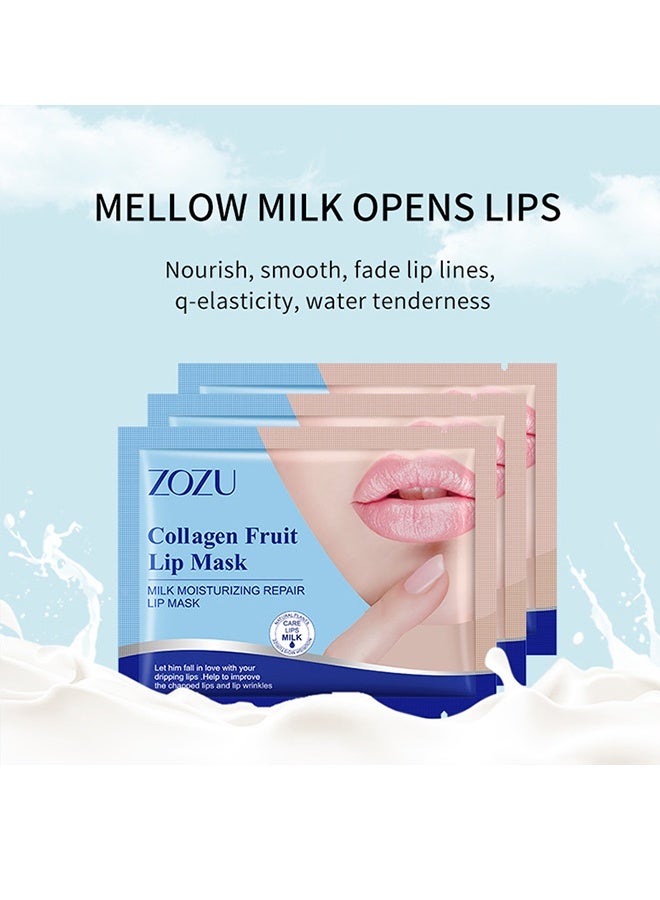 Zozu 15 Pcs Collagen Fruit Lip Mask, Milk Moisturizing Repair Lip Mask Hydrating Repairing Improve Chapped Lips and Lip Wrinkles Nourishing Smooth Fade Lip Lines Lip Mask Set for Women and Men All Skin Types - Image 2