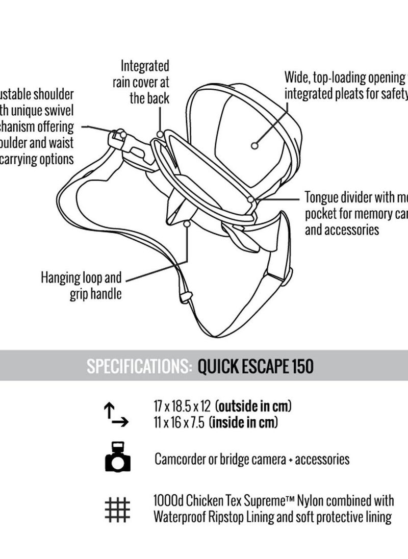 Crumpler - Crumpler QE150-002 Quick Escape 150 Camera Bag Grey for SLR Camera and accessories - Image 1