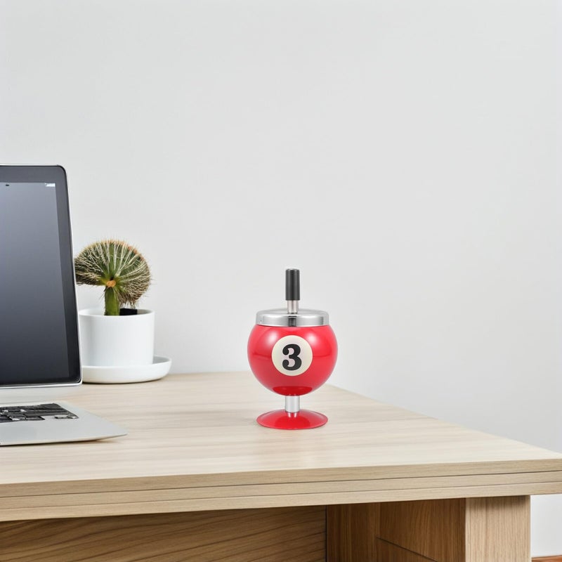 منفضة سجائر معدنية حمراء بغطاء للسيجار والسجائر لتزيين مكتب المنزل أو المكتب - Image 5