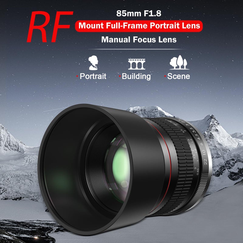 BENOISON 85mm Lens for Canon RF - 85mm f1.8 Portrait Lens Manual Focus(MF) for Canon EOS R/Ra/RP/R3/R5/R5 C/R6/R6 Mark II /R7/R8/R10/R50/R100 Mirrorless Camera (for Canon R Series) - Image 2