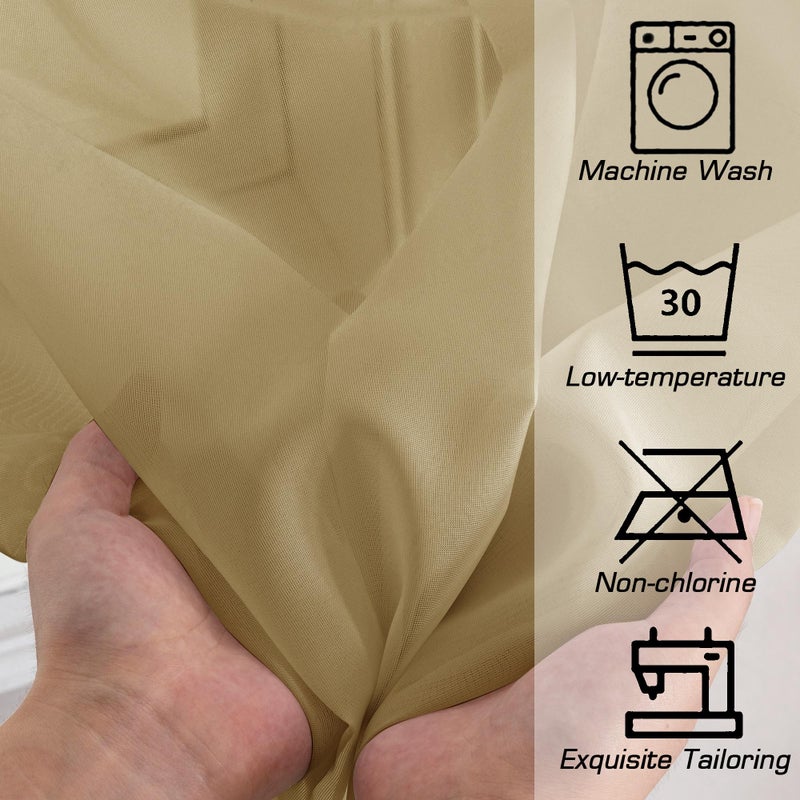 OWENIE Gold Sheer Curtains 84 Inch Length 2 Panels Set, Light Filtering Voile Fimly Sheer Drapes for Living Room/Bedroom, 2pcs, Gold Solid Rod Pocket Sheer Curtains, Each 42" W x 84" L - Image 5