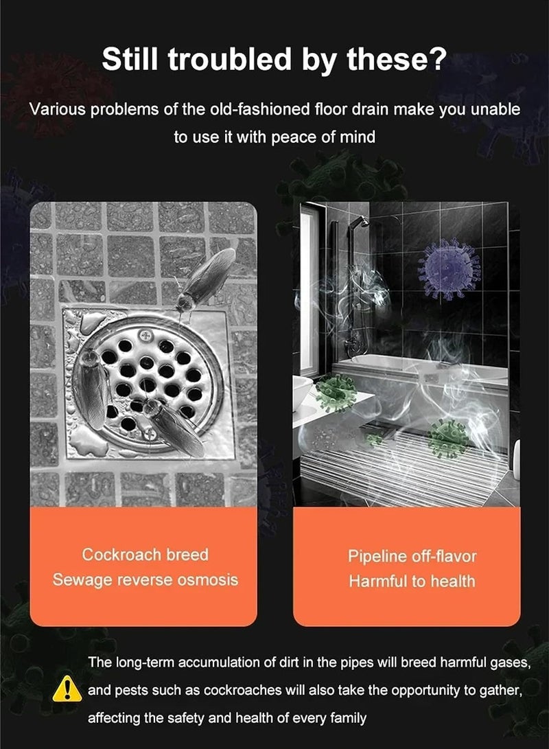 6 Pcs Orange One Way Drain Valve, Bathroom Universal Drain Stopper Deodorant Floor Drain Cover Filter Shower Hair Catcher Anti Clogging Drain Mesh Hair Stopper for Shower Drain Bathtub - Image 4