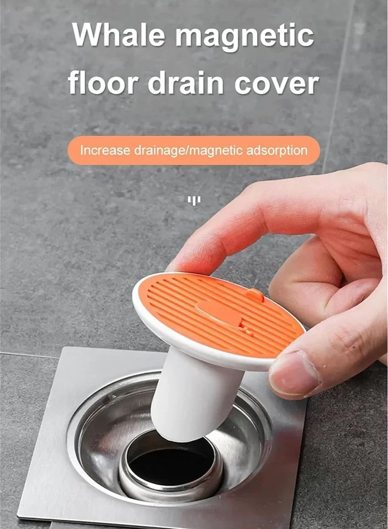 6 Pcs Orange One Way Drain Valve, Bathroom Universal Drain Stopper Deodorant Floor Drain Cover Filter Shower Hair Catcher Anti Clogging Drain Mesh Hair Stopper for Shower Drain Bathtub - Image 5