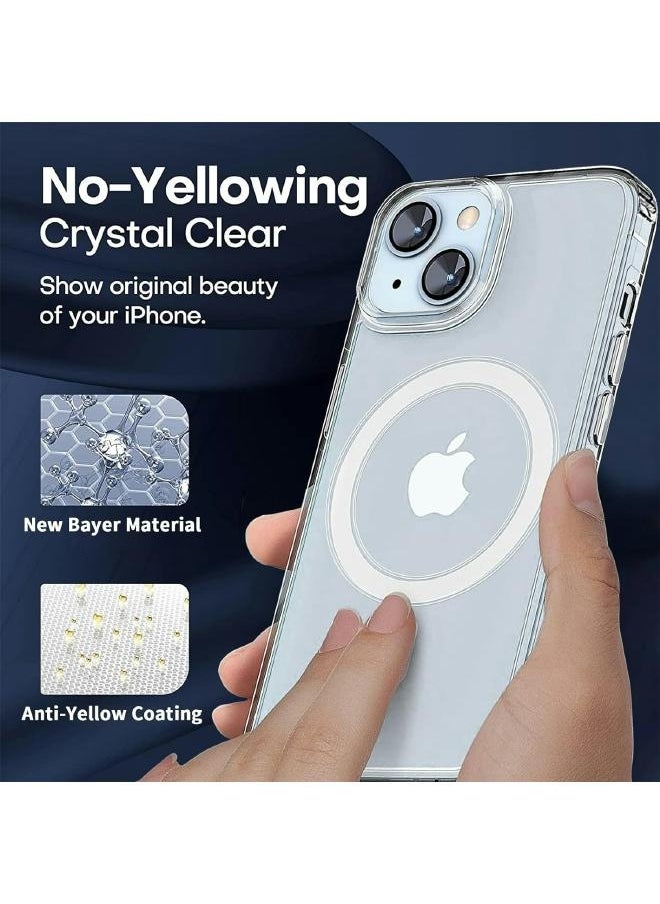 ماركة غير محددة - جراب حماية (3in1) جراب مغناطيسي شفاف لموبايل ايفون 13 (iPhone 13) من ماج سيف مع واقي شاشة وحماية خلفية كاملة وواقي عدسة الكاميرا، مجموعة تغطية كاملة لموبايل ابل ايفون 13 - Image 1
