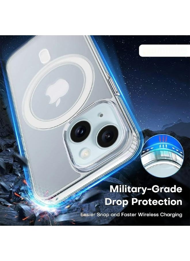 ماركة غير محددة - جراب حماية (3in1) جراب مغناطيسي شفاف لموبايل ايفون 13 (iPhone 13) من ماج سيف مع واقي شاشة وحماية خلفية كاملة وواقي عدسة الكاميرا، مجموعة تغطية كاملة لموبايل ابل ايفون 13 - Image 1
