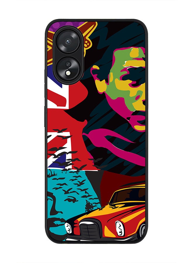 Stylizedd Rugged Black Edge case for Oppo A18 / Oppo A38, Slim fit Soft Case Flexible Rubber Edges Anti Drop TPU Gel Thin Cover - Retro Spy - Image 1