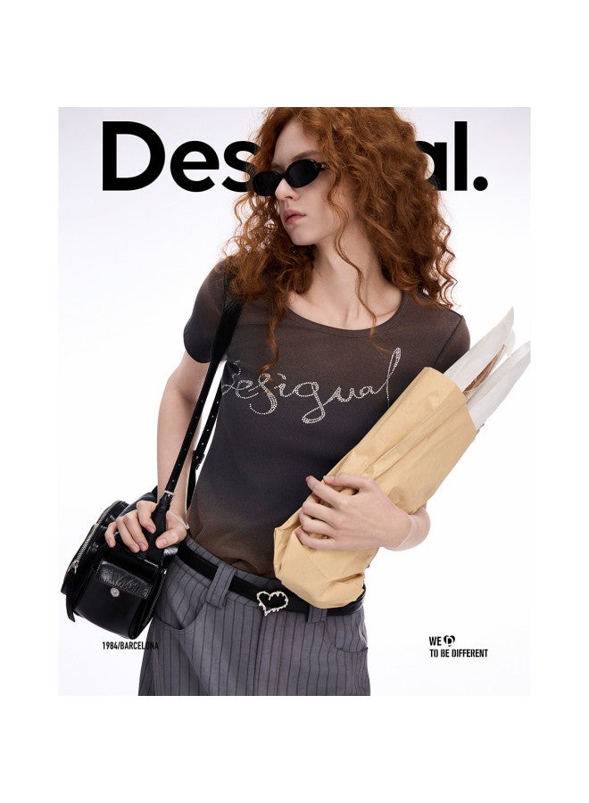 DESIGUAL ss25 New Gradient Washed Crystal-embellished Stretch Women's T-shirt - Image 3
