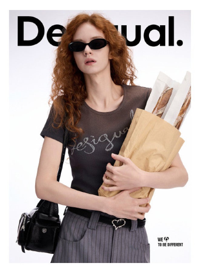 DESIGUAL ss25 New Gradient Washed Crystal-embellished Stretch Women's T-shirt - Image 1