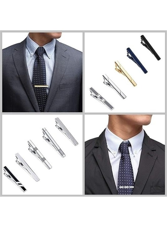 10pcs Tie Clips Set for Men Tie Bar Clip Black Silver-Tone Gold-Tone for Wedding Business with Gift Box - Image 3