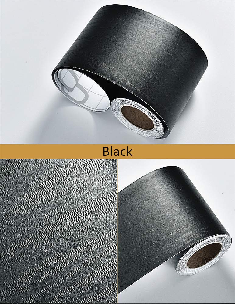 Amao Amhao 10Meters Peel and Stick Black Wood Backsplash Wall Paper Border Sticker Self-Adhesive Wallpaper Border - Image 3