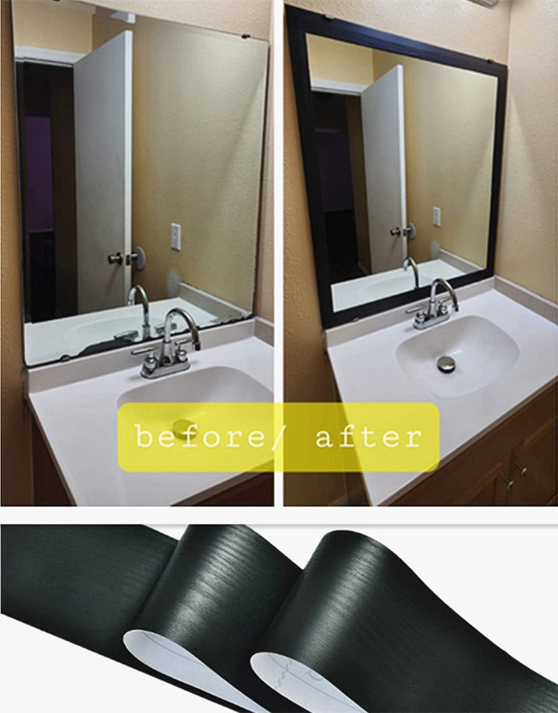 Amao Amhao 10Meters Peel and Stick Black Wood Backsplash Wall Paper Border Sticker Self-Adhesive Wallpaper Border - Image 2