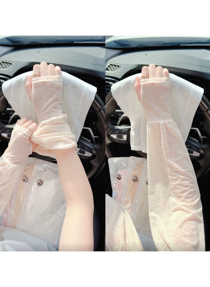 Goolsky Women Summer Ice Silk Sun Sleeves Loose Breathable Mesh Outdoor Cycling UV Protection Lace Arm Covers  - Image 4