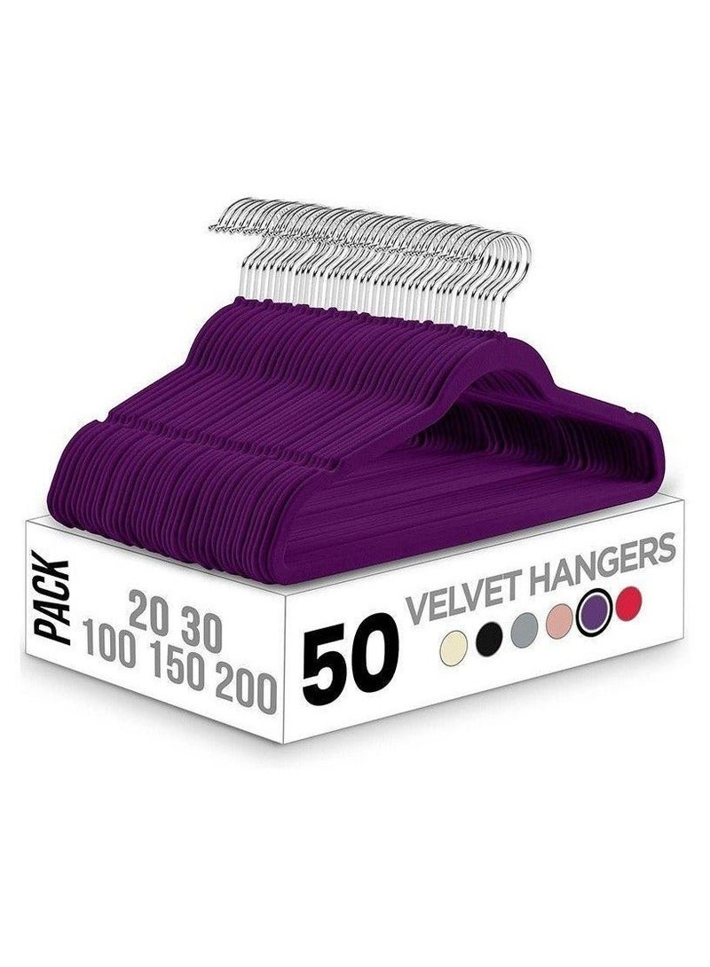 عربست مجموعة من 50 شماعة مخملية للأطفال - شماعات متينة لخزانة الملابس مقاس 11 بوصة - شماعات مثالية للاستخدام اليومي - Image 1