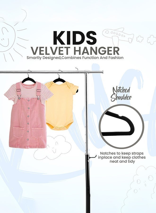 عربست مجموعة من 50 شماعة مخملية للأطفال - شماعات متينة لخزانة الملابس مقاس 11 بوصة - شماعات مثالية للاستخدام اليومي - Image 3