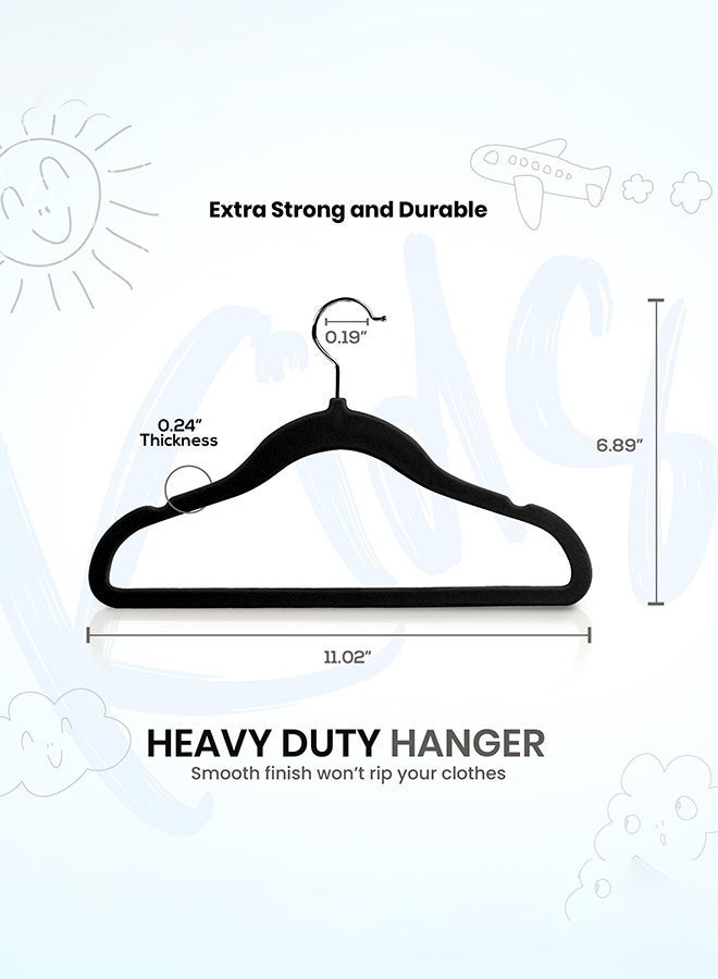 عربست مجموعة من 50 شماعة مخملية للأطفال - شماعات متينة لخزانة الملابس مقاس 11 بوصة - شماعات مثالية للاستخدام اليومي - Image 2