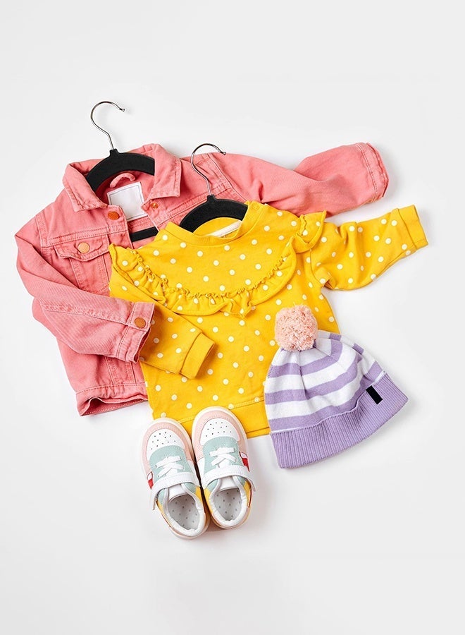 عربست مجموعة من 50 شماعة مخملية للأطفال - شماعات متينة لخزانة الملابس مقاس 11 بوصة - شماعات مثالية للاستخدام اليومي - Image 4