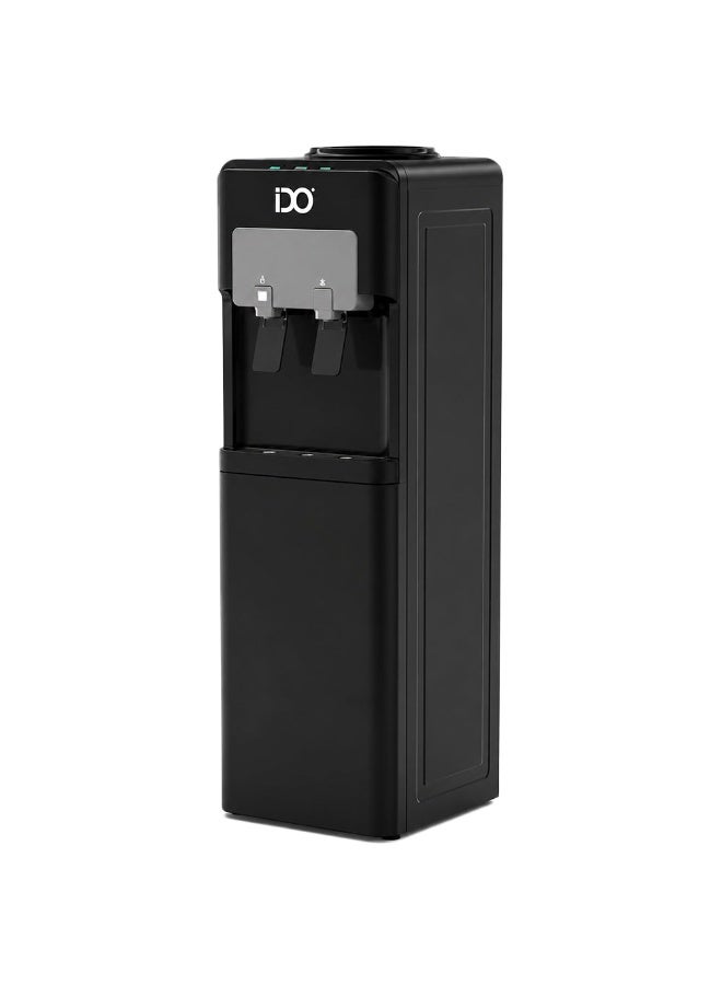 iDO Top Loading Water Dispenser, 2 Taps Hot & Cold, 1/8 HP Compressor, Child Safety Lock, Stainless Steel 304 Tanks - Black & Grey, Model WD104TL-BK - Image 2
