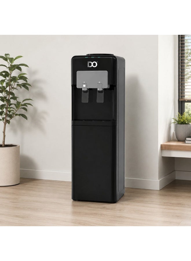 iDO Top Loading Water Dispenser, 2 Taps Hot & Cold, 1/8 HP Compressor, Child Safety Lock, Stainless Steel 304 Tanks - Black & Grey, Model WD104TL-BK - Image 3