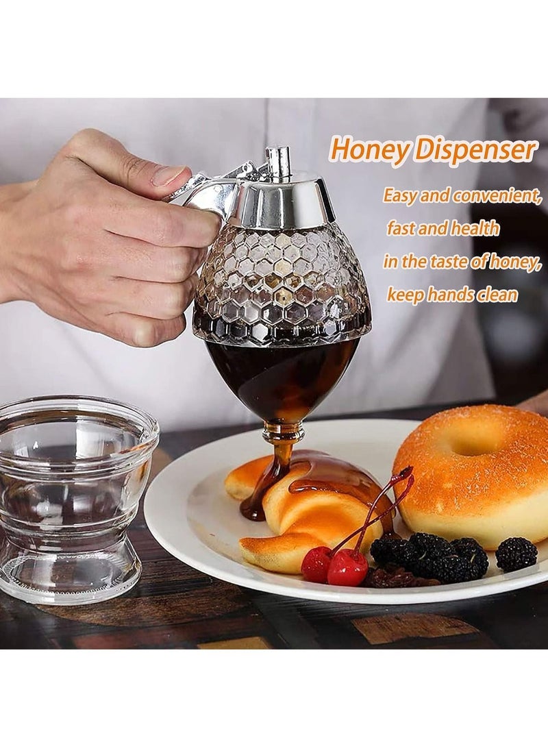 Generic - Honey Dispenser No Drip Glass Bottom Flow Honey Honey Jar Syrup Dispenser Glass Honey Jar With Stand For Easy Pouring Of Syrup Sugar Sauces - Image 1