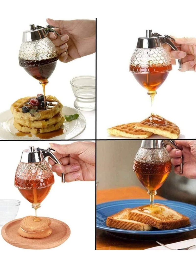 Generic - Honey Dispenser No Drip Glass Bottom Flow Honey Honey Jar Syrup Dispenser Glass Honey Jar With Stand For Easy Pouring Of Syrup Sugar Sauces - Image 1