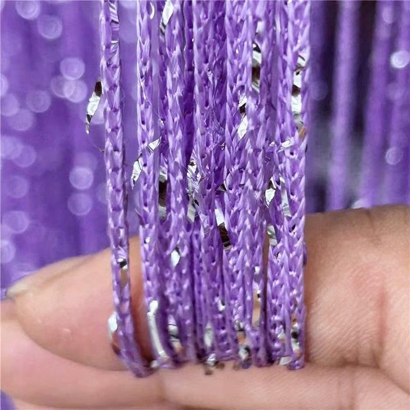ave split Decorative Door String Curtain Wall Panel Fringe Window Room Divider Blind Divider Tassel Screen Home 100x200centimete (Light Purple18) - Image 2