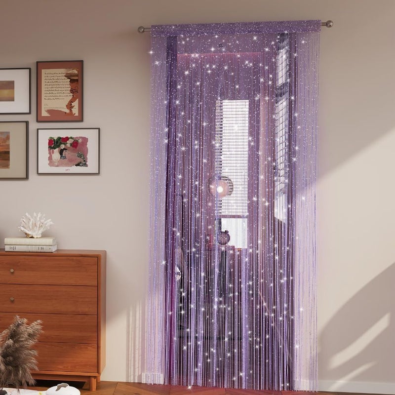 ave split Decorative Door String Curtain Wall Panel Fringe Window Room Divider Blind Divider Tassel Screen Home 100x200centimete (Light Purple18) - Image 5
