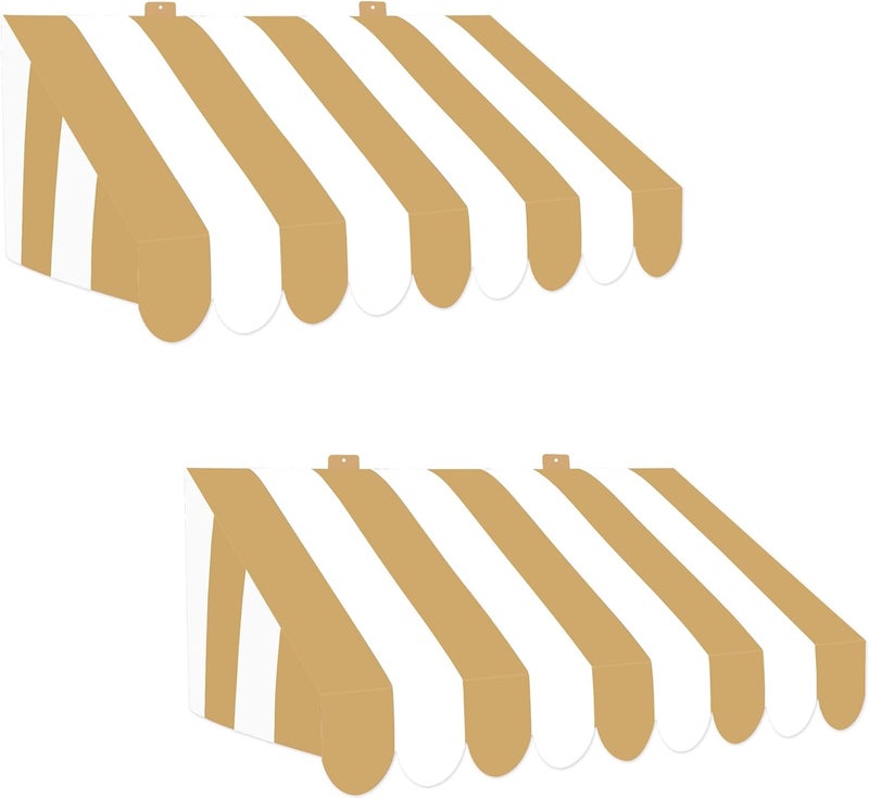 Beistle 3D Gold and White Awning Wall Decoration Set of 2 Versatile Cardboard Party Displays for Themed Events and Elegant Decorative Backdrops 2475 x 875 - Image 1