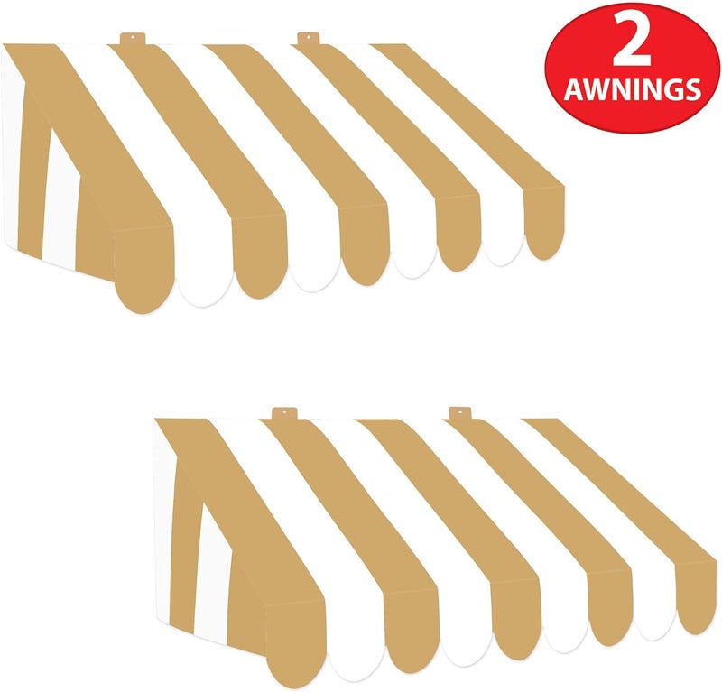 Beistle 3D Gold and White Awning Wall Decoration Set of 2 Versatile Cardboard Party Displays for Themed Events and Elegant Decorative Backdrops 2475 x 875 - Image 5