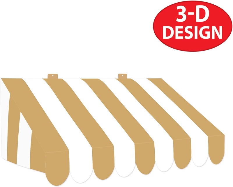 Beistle 3D Gold and White Awning Wall Decoration Set of 2 Versatile Cardboard Party Displays for Themed Events and Elegant Decorative Backdrops 2475 x 875 - Image 2
