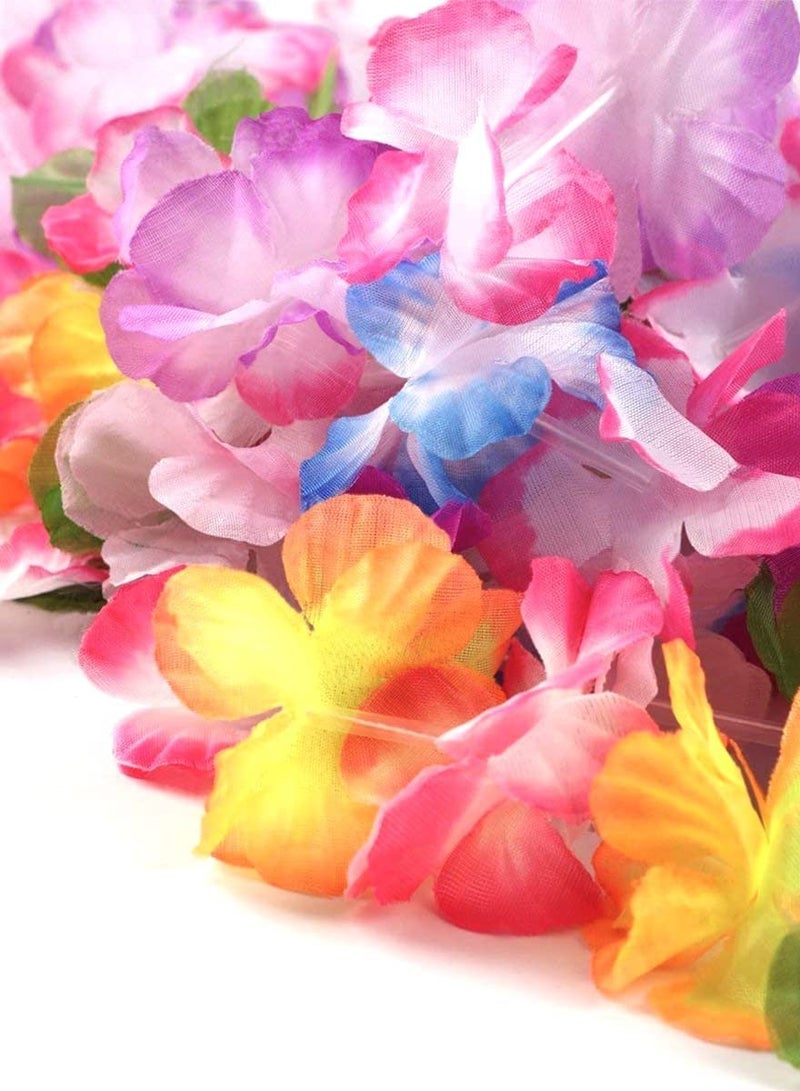 KASTWAVE Hawaiian Leis Party Decorations, Hawaiian Flower Necklace Flowers Bracelets Headband, for Tropical Hawaiian Party Theme Beach Party Hawaiian Night Bar Beach Vacation 32 Pieces  - Image 4