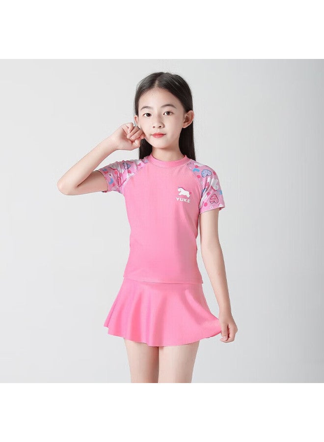 Yuke Children's Swimsuit For Girls, Big Kids Swimwear Set With Swim Cap, Nose Clip, Ear Plugs, Towel, One-piece 5XL With Chest Pads - Image 4
