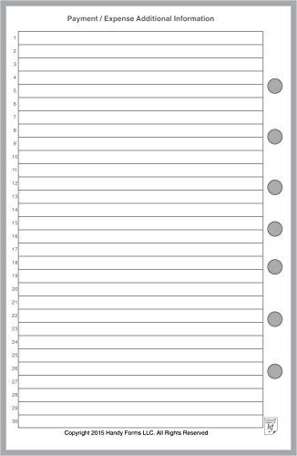 Handy Forms Classic Size Payment/Expense Record and Check Register, Sized and Punched with 7 Holes for 7-Ring Notebooks Such as Franklin, etc. (5.5" x 8.5") - Image 2