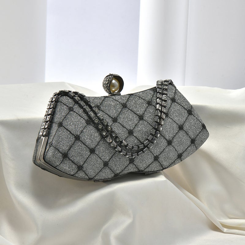 New Plaid Personality Dinner Ladies Bag Elegant Temperament Portable Banquet Bag - Image 5