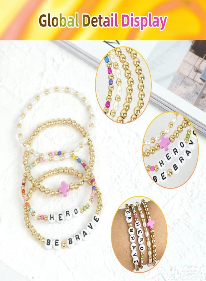 KINFERTE for Korea-Pop Fans Gift Set: 4 Pcs Stackable Stretch Beaded Bracelets for Inspired Merch|Birthday,Christmas,Stocking Stuffer - Image 3