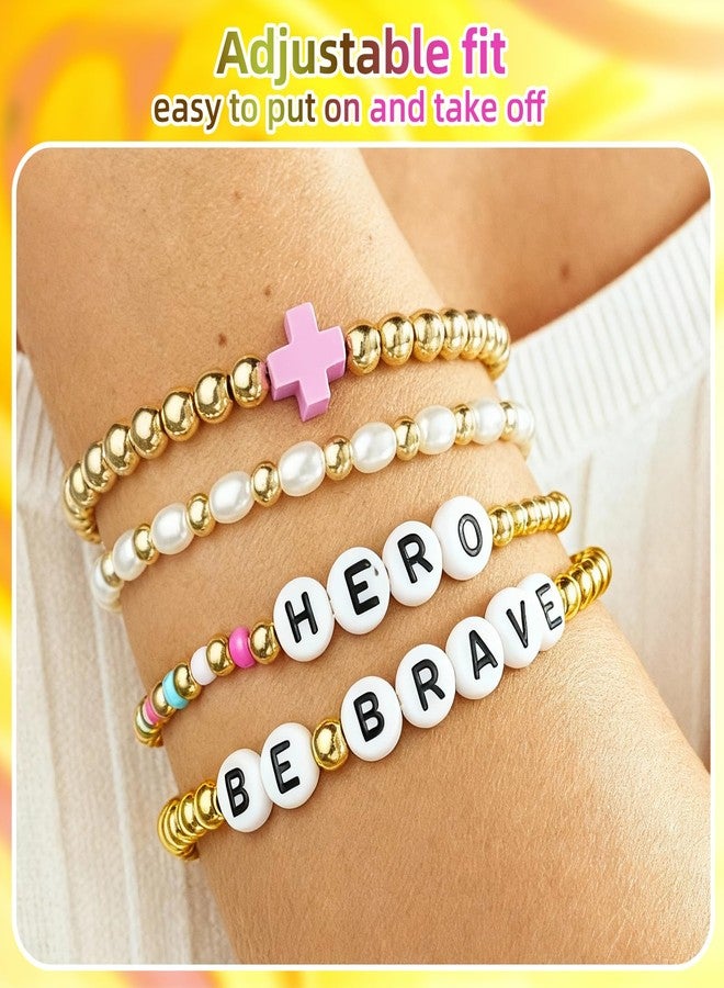 KINFERTE for Korea-Pop Fans Gift Set: 4 Pcs Stackable Stretch Beaded Bracelets for Inspired Merch|Birthday,Christmas,Stocking Stuffer - Image 4