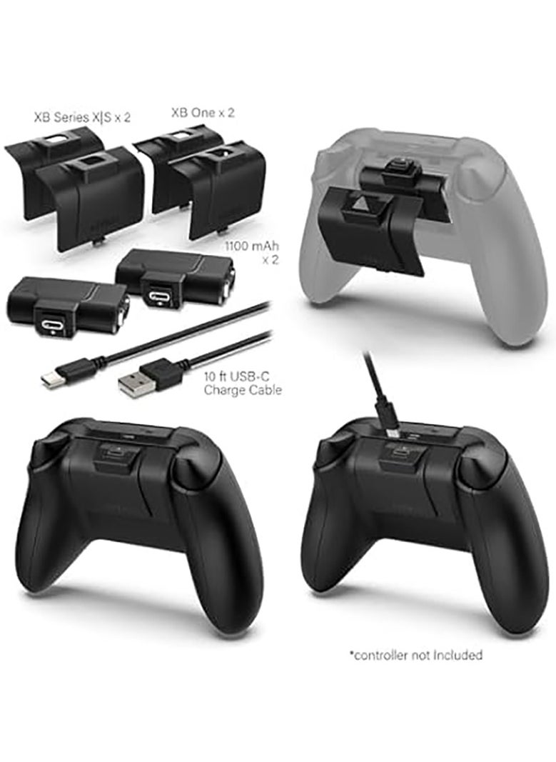Xbox Power Kit Plus for Xbox Series X|S/One - Rechargeable Battery Kit with 2 Batteries, Black Covers, 10-Foot USB-C Charge Cable - Ultimate Xbox Accessories - Power, Charger, & Battery Pack  - Image 2