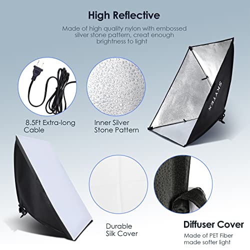 Skytex Softbox Lighting Kit 2Pack 20x28in Soft Box | 85W 2700-6400K E27 LED Bulb Continuous Photography Lighting, Photo Studio Lights Equipment for Camera Shooting, Video Recording - Image 5