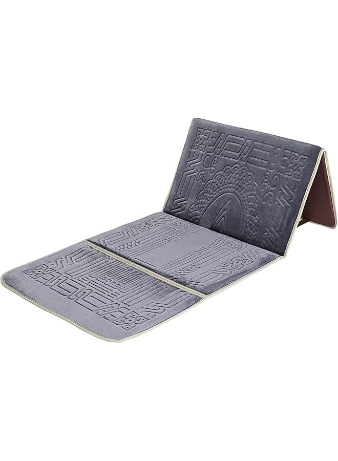 إيروريكس سجادة صلاة مبطنة قابلة للطي تستخدم كسجادة استرخاء ومقعد أرضي مع مسند ظهر باللون الرمادي - Image 1