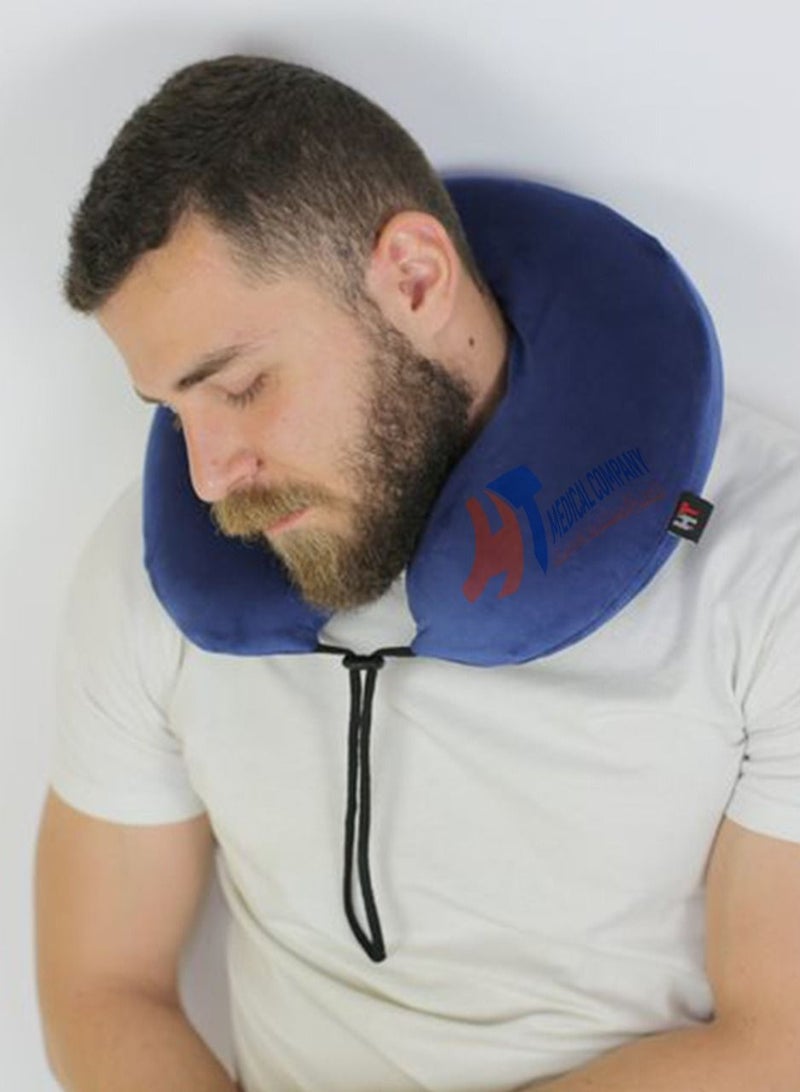 HT German Memory Foam Travel Neck Pillow - Blue - Image 3