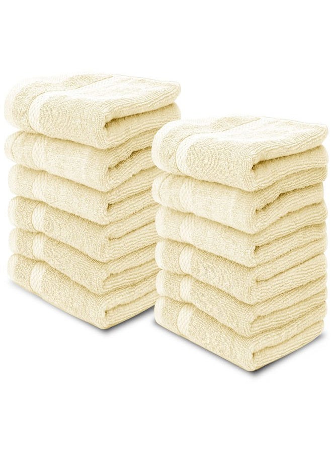 White Classic Luxury Cotton Washcloths - Large Hotel Spa Bathroom Face Towel | 12 Pack | Beige… - Image 1