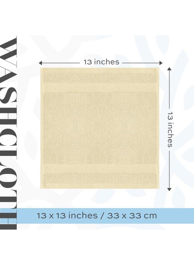 White Classic Luxury Cotton Washcloths - Large Hotel Spa Bathroom Face Towel | 12 Pack | Beige… - Image 4