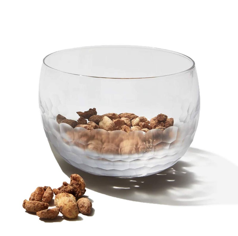Amehla 18-ounce Nut Bowl  Snack Jar and Candy Dish with Hammered Finish  Handblown Glass End Table Piece - Image 1