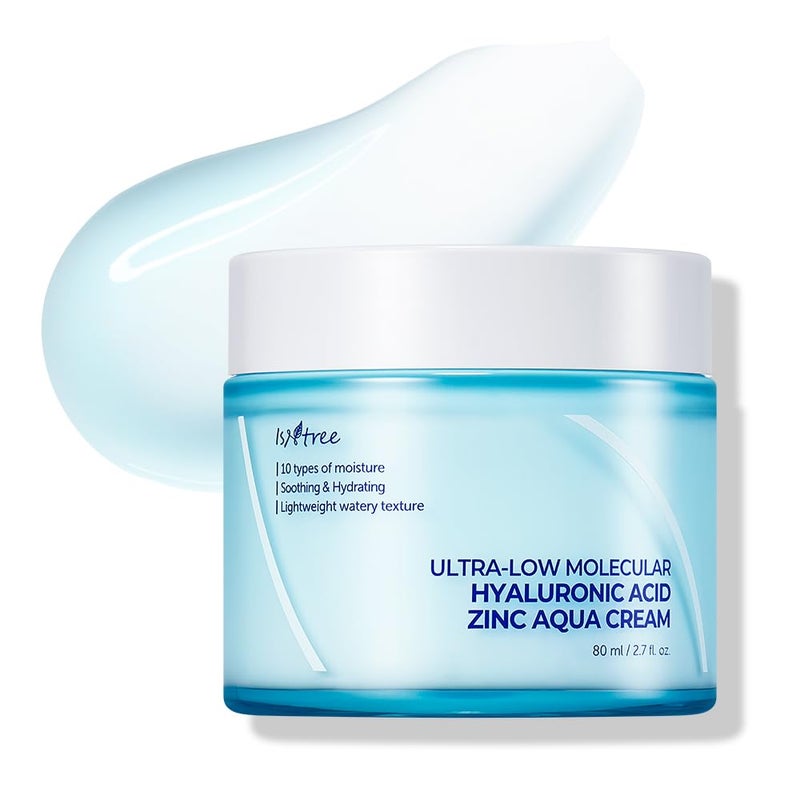 IsNtree IsNtree UltraLow Molecular Hyaluronic Acid Zinc Aqua Cream 80ml 271 fl oz  Korean Skincare  Hyaluronic Acid  Pore Care  Cooling Effect  Hydrating Face Moisturizer 