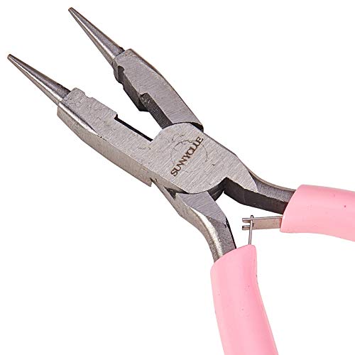 SUNNYCLUE 45 Inch Round Nose Pliers Wire Cutter 4in1 Mini Precision Pliers Wire Bending Side Cutter Tools for DIY Jewelry Making Pink - Image 1