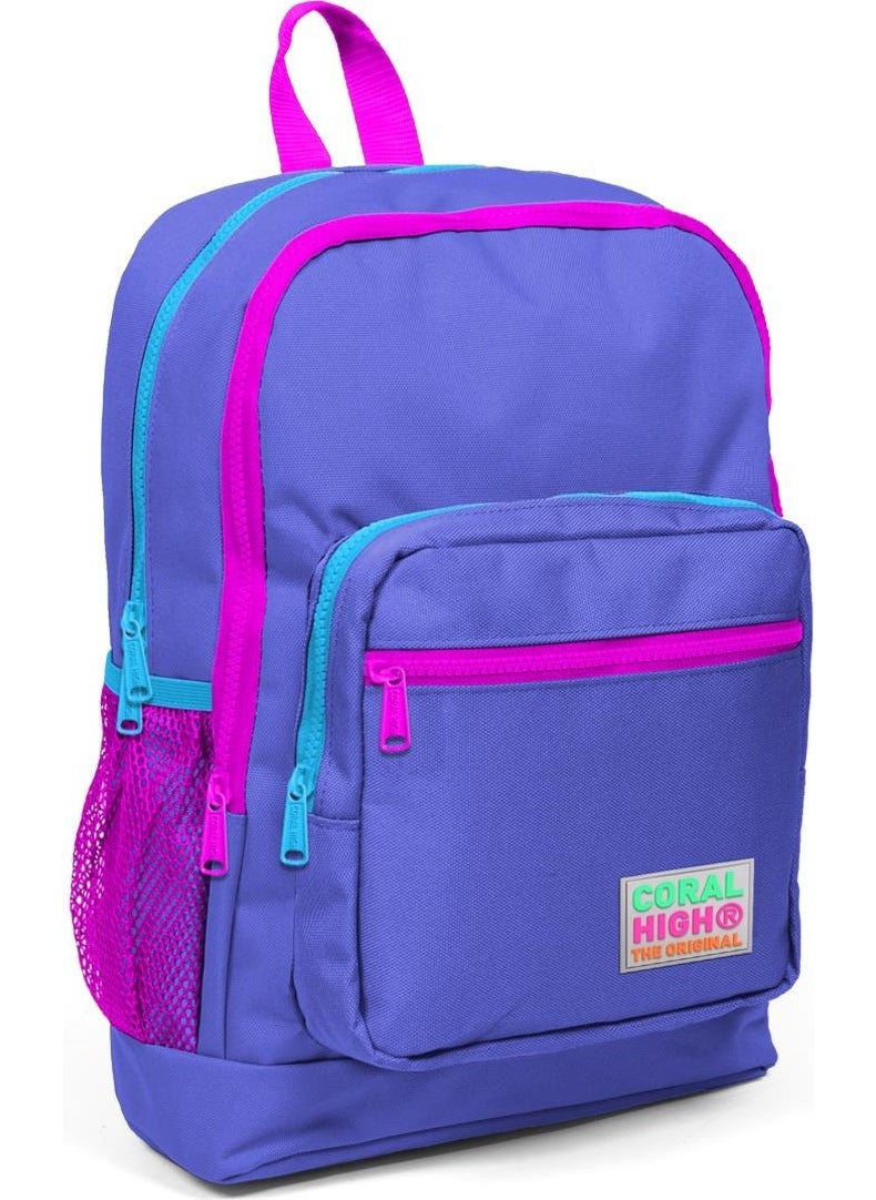 CORAL HIGH - Four Compartment Purple Patterned Primary School Bag 23703 - Image 1