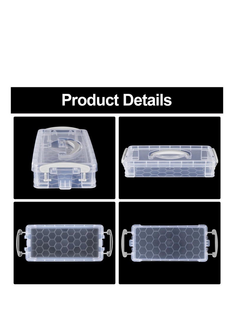 SYOSI Storage Box with Handles, 2 x 3 Tier Clear Plastic Storage Box with Lid, Pen Drawing Tools Container Lid, Portable Pencil Case for Art & Craft Toys, Sewing Accessories  - Image 2