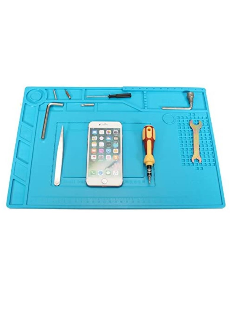 Rubik Basic Magnetic Heat Insulation Silicone Working Desk Mat Hot Air Gun BGA Soldering Repair Station Screw Pad S-150 Blue  - Image 2